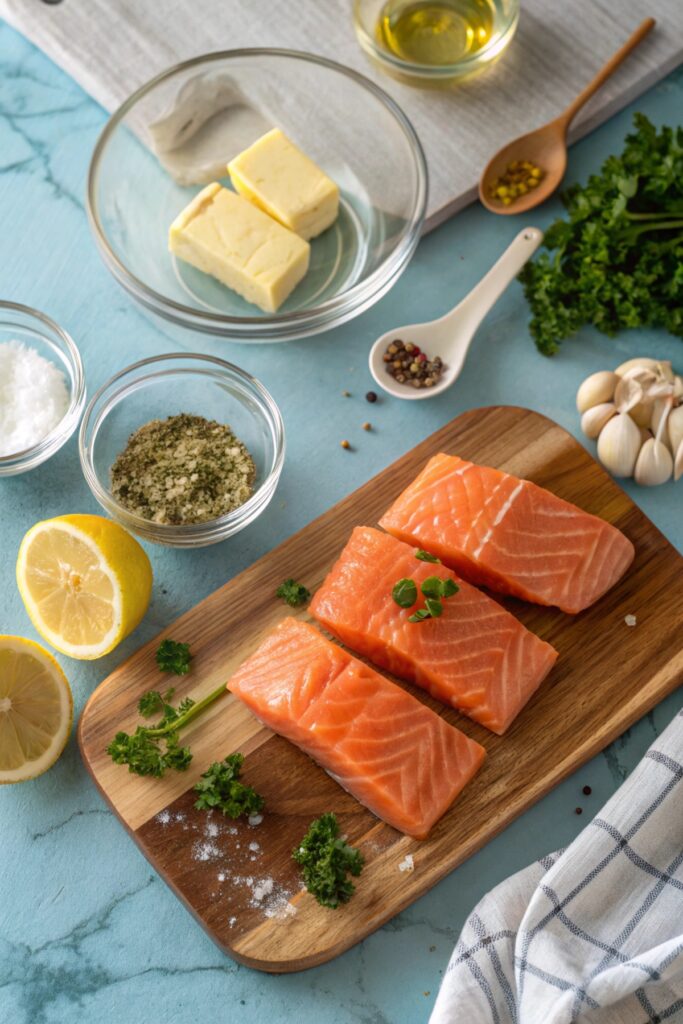 Lemon Butter Salmon – Low-Carb Dinner Meal Idea 3 Ingredients for lemon butter salmon on board